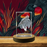 Redwing Blackbird 3D Engraved Crystal Trophy Award - Exquisite Recognition Keepsake Gift
