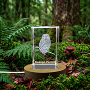 Kakapo Crystal Sculpture Recognition - Exquisite Detail with LED Base Light, Multiple Sizes Available