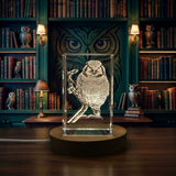 Northern Hawk Owl 3D Engraved Crystal Trophy Award — Made in Canada - Custom Award From A&B Crystal Collection