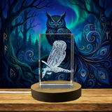 Charming Elf Owl Crystal Sculpture Award - Illuminated 3D Trophy Gift for Nature Lovers