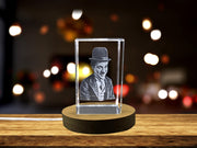 Charlie Chaplin 3D Engraved Crystal - The Eternal Tramp Immortalized in Crystal