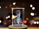 Charlie Chaplin 3D Engraved Crystal - The Eternal Tramp Immortalized in Crystal A&B Crystal Collection