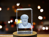 Elegant Aristote 3D Engraved Crystal Portrait Gift for Philosophy and Academia A&B Crystal Collection