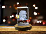 Elegant Thomas Hobbes 3D Engraved Crystal Portrait Gift for Political Philosophy Enthusiasts