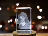 Elegant René Descartes 3D Engraved Crystal Portrait Gift for Philosophy Admirers A&B Crystal Collection