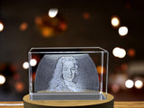 Elegant Voltaire 3D Engraved Crystal Portrait Gift for Admirers of The Enlightenment