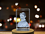 Nikola Tesla Engraved Crystal Sculpture, Unique Tesla Invention Gift for Science Lovers A&B Crystal Collection