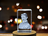 Nikola Tesla Engraved Crystal Sculpture, Unique Tesla Invention Gift for Science Lovers