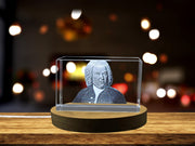 Johann Bach 3D Engraved Crystal Sculpture | Baroque Composer