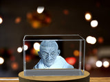 Mohandas Gandhi 3D Engraved Crystal Sculpture | Father of Nation Collectible A&B Crystal Collection