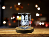 Unique Karl Marx 3D Engraved Crystal Portrait Gift for History Buffs and Collectors A&B Crystal Collection