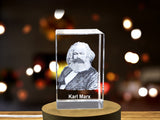 Unique Karl Marx 3D Engraved Crystal Portrait Gift for History Buffs and Collectors