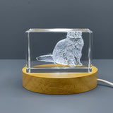 Persian Longhair Cat 3D Engraved Crystal Sculpture Award — Made in Canada
