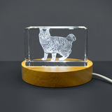 Elegant Bobtail Cat Trophy Award Recognition - 3D Engraved Crystal with LED Base, Perfect Gift for Cat Lovers