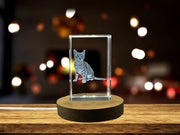 Elegant Egyptian Mau Cat 3D Crystal Trophy Award With Recognition - Ideal Gift for Cat Lovers