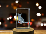 Elegant Egyptian Mau Cat 3D Crystal Trophy Award With Recognition - Ideal Gift for Cat Lovers - Custom Award From A&B Crystal Collection