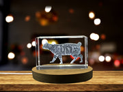 Manx Cat Recognition Trophy Award - 3D Engraved Crystal Sculpture With LED Base - A&B Crystal Collection