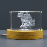 Ocelot Crystal Trophy Sculpture - Handcrafted Art with LED Base, Unique Recognition Gift, Multiple Sizes