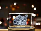 A Portrait of Elusive Grace - Oncilla Cat Crystal Sculpture A&B Crystal Collection