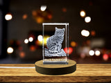 A Portrait of Nature's Miniature Hunter - Black-footed Cat Crystal Sculpture A&B Crystal Collection