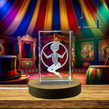 3D Engraved Circus Trapeze Crystal Trophy Award with LED Base