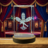 Engraved Crystal Juggling Trophy Award Sculpture For Recognition With Free LED Base Light - Custom Award From A&B Crystal Collection