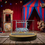 3D Engraved Circus Wagon Crystal Award Trophy - Whimsical Home Decor Gift - Custom Award From A&B Crystal Collection