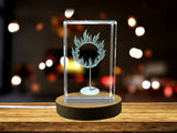 Crystal Trophy Award Recognition - 3D Engraved Burning Circus Hoop Sculpture with LED Base - Custom Award From A&B Crystal Collection