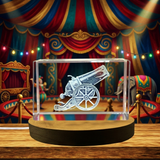 Crystal Circus Cannon Trophy Award - 3D Engraved Recognition Gift with LED Base Light - Custom Award From A&B Crystal Collection