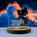 3D Engraved Crystal Snowmobile Trophy Award - Winter Adventure Recognition with LED Base - Custom Award From A&B Crystal Collection
