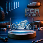 FCR Bobber Motorcycle Trophy 3D Engraved Crystal — Made in Canada