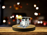 3D Engraved Crystal Tractor Trophy Award With LED Base Light - Farming Heritage Recognition - Custom Award From A&B Crystal Collection