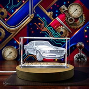 Muscle Car Legend: Ford Boss 302 Mustang (1969–1970) - 3D Hommage en cristal gravé
