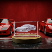 Ferrari Testarossa 3D Engraved Crystal Trophy Award – Iconic Car Recognition (1984–1996), LED Base Included