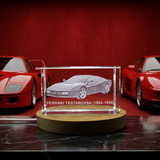 Ferrari Testarossa 3D Engraved Crystal Trophy Award – Iconic Car Recognition (1984–1996), LED Base Included - Custom Award From A&B Crystal Collection