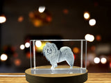Chow-Chow Recognition: Exquisite 3D Engraved Crystal Art with LED Base, Made in Canada - Custom Award From A&B Crystal Collection