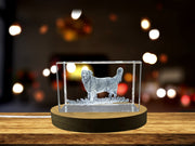 Golden Retriever Engraved Crystal Statue - Exquisite Dog Sculpture with Recognition LED Base Light