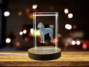 Poodle Dog Crystal Sculpture Recognition | Exquisite 3D Engraved Figurine Gift with LED Base