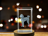 Poodle Dog Crystal Sculpture Recognition | Exquisite 3D Engraved Figurine Gift with LED Base - Custom Award From A&B Crystal Collection