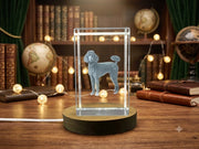 Poodle Dog Crystal Sculpture Recognition | Exquisite 3D Engraved Figurine Gift with LED Base