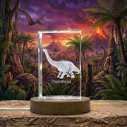 Diplodocus Dinosaur 3D Engraved Crystal Trophy Award | Unique Recognition Keepsake for Dinosaur Lovers