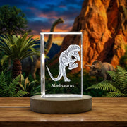 Abelisaurus Dinosaur 3D Engraved Crystal Art — Made in Canada