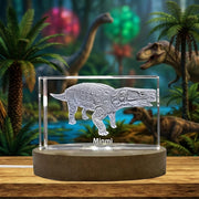 Minmi Dinosaur 3D Laser Engraved 3D Engraved Crystal Trophy Award — Made in Canada