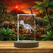 Stegoceras Dinosaur 3D Engraved Crystal Trophy Recognition Award - Unique Keepsake Decor