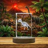 Stegoceras Dinosaur 3D Engraved Crystal Trophy Recognition Award - Unique Keepsake Decor - Custom Award From A&B Crystal Collection