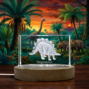 Stegosaurus Dinosaur 3D Engraved Crystal Recognition Trophy — Made in Canada