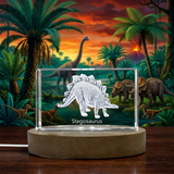 Stegosaurus Dinosaur 3D Engraved Crystal Recognition Trophy - Unique Keepsake Gift Decor - Custom Award From A&B Crystal Collection