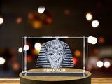 Majestic 3D Engraved Crystal | Pharaoh | Captivating Tribute to Ancient Egyptian Royalty A&B Crystal Collection