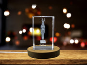 Hathor - Ancient Egyptian Goddess of Love, Beauty, and Music Immortalized in 3D Engraved Crystal