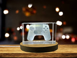 Recognition Future Forward 3D Engraved Crystal Game Controller with LED Base Light - Custom Award From A&B Crystal Collection